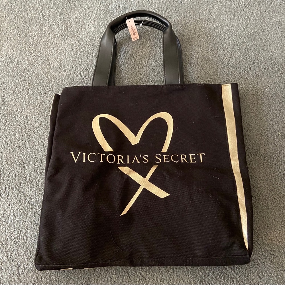 Victoria’s Secret Black Tote with Gold Heart